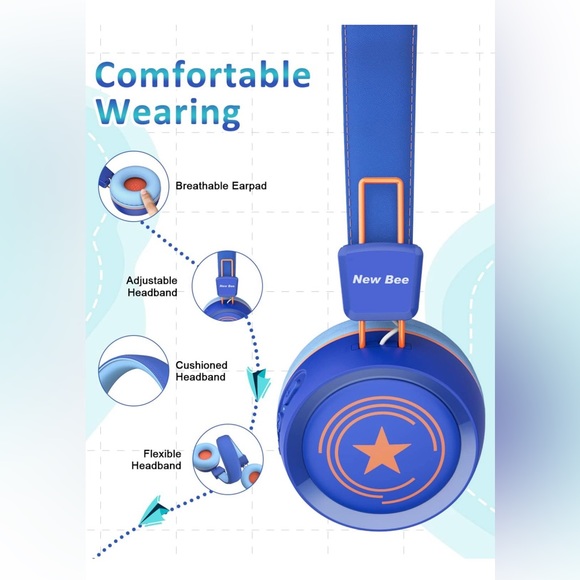 New bee Kids Bluetooth Headphones with Microphone Bluetooth - Picture 7 of 9